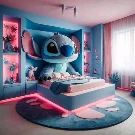 Bedroom Ideas Stitch, Lilo And Stitch Room Ideas, Stitch Rooms, Stitch Room Ideas, Stitch Room Decor, Stitch Bedroom, Stitch Bed, Stitch Room, Disney Bedrooms