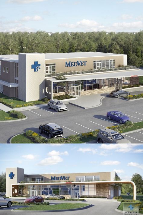 Hospital 3d Design, Hospital Design Architecture Exterior Facades, Medical Clinic Exterior Design, Medical Building Exterior, Clinic Exterior Design Architecture, Hospital Facade Design Architecture, Clinics Architecture, Hospital Plan Design, Hospital Design Architecture Exterior