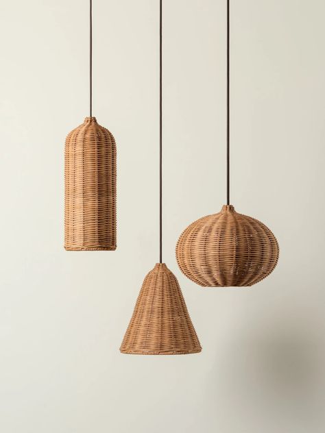 Aditi - 3 light rattan pendant | Ceiling Light | Lights & Lamps Inc | USA Rattan Ceiling Lamp, Rattan Lamps, Rattan Lighting, Staff Lounge, Rattan Light, Cluster Lights, Rattan Lamp, Drop Lights, Rattan Pendant