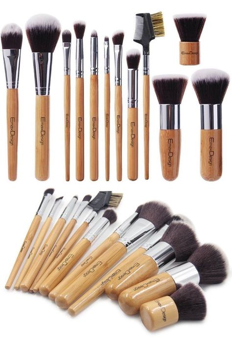 EmaxDesign 12 Pieces Makeup Brush Set Professional Bamboo Handle Premium Synthetic Kabuki Foundation Blending Blush Concealer Eye Face Liquid Powder Cream Cosmetics Brushes Kit With Bag Amazon's Choice for "bamboo makeup brushes" Bamboo Makeup Brushes, Eye Makeup Application, Eyelash Brush, Kabuki Brush, Makeup Brush Set Professional, Eye Concealer, Brush Kit, Foundation Brush, It Cosmetics Brushes