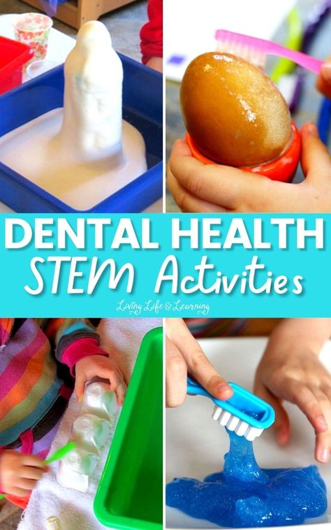 Teeth Stem Activities, Teeth Science For Preschool, Teeth Experiments For Kids, Teeth Science Experiments, Teeth Cleaning Activities For Kids, Dentist Activities For Toddlers, Healthy Habits For Kids Activities, Brush Your Teeth Activities For Kids, Dentist Preschool Activities