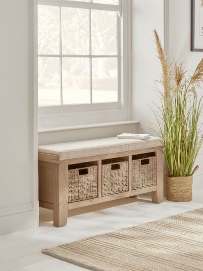 Storage Benches and Wooden Benches | Cox & Cox Wooden Bench Indoor, Oak Storage Bench, Living Room Decor Country, Wooden Benches, Cane Webbing, Blonde Natural, Room Bench, Seagrass Storage Baskets, Loft Storage