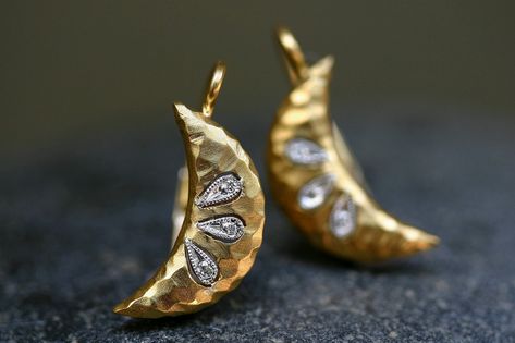 Recycled Gold Jewelry, Cathy Waterman Jewelry, Dope Jewelry Accessories, Yellow Leaf, Jeweled Shoes, Earring Wedding, Bamboo Earrings, Cathy Waterman, Crescent Moon Earrings