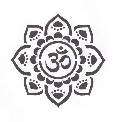 Om Stencil, Namaste Tattoo, Mandala Simple, Dotwork Tattoo Mandala, Mehndi Flower, Ohm Symbol, Indian Symbols, Yoga Tattoos, Arte Yoga