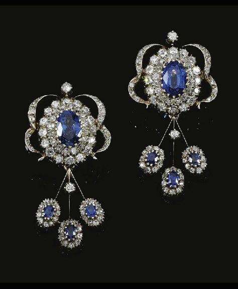 My Favorite Sanctuary — Greek royal Jewels - Sapphire and Diamond Parure ... Sapphire And Diamond Earrings, Historical Jewellery, Royal Jewels, Royal Jewelry, Sapphire Necklace, Victorian Jewelry, Sapphire Earrings, Vintage Jewels, Sapphire Jewelry