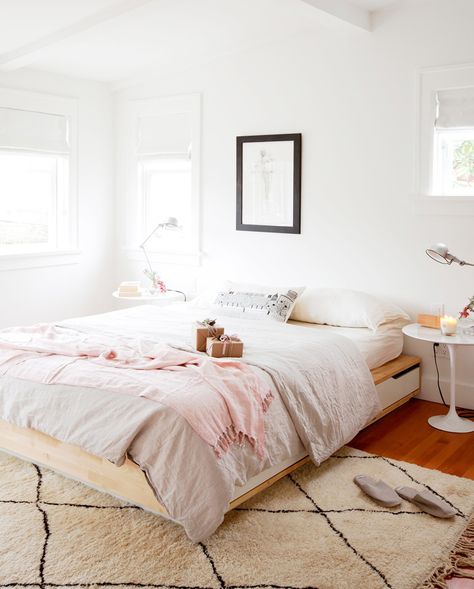 The+Most+Beautifully+Styled+IKEA+Beds+We’ve+Seen+via+@MyDomaine Ikea Beds, Calm Bedroom, Window Lighting, Airy Bedroom, Soft Bedroom, Feminine Bedroom, Calming Bedroom, Ikea Bedroom, Ikea Bed