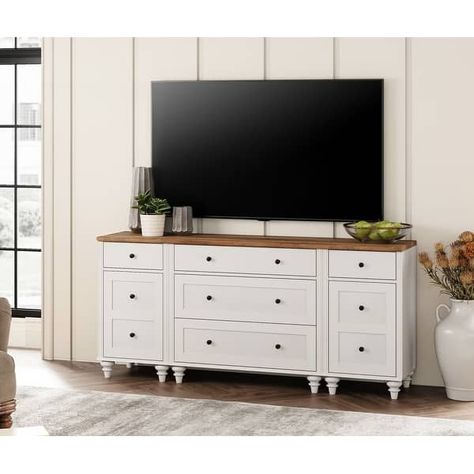 3-in-1 Dresser for Bedroom with 5 Drawers, Mid Century Storage Cabinet - On Sale - Bed Bath & Beyond - 37744578 90 Inch Tv, 100 Inch Tv, Cabinet Entertainment Center, Tv Kids, Changing Dresser, Dresser In Living Room, Kids Dresser, Mid Century Storage, Bedroom Nightstands