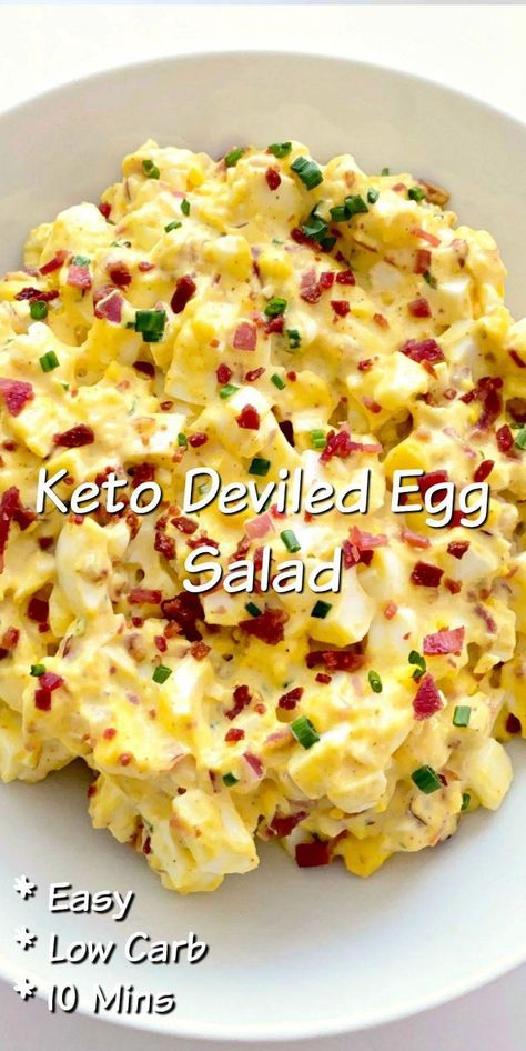 Egg Salad Keto, Keto Egg Salad, Keto Deviled Eggs, Deviled Egg Salad, Salad Keto, Comidas Keto, Resep Diet Sehat, Resep Salad, Low Carb Sides