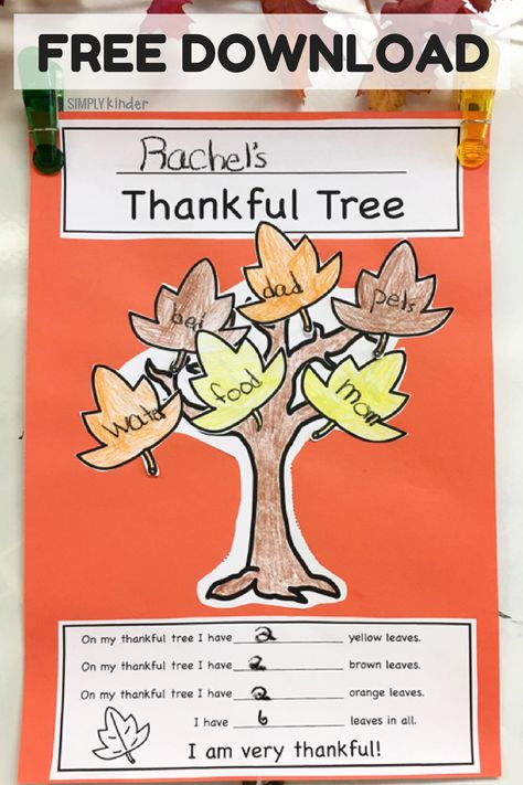 Thankful Tree Free Download from Simply Kinder.  Great for talking about being grateful and it's a fun math lesson too. Bulletin Boards For Elementary, Thanksgiving Lesson Plans, Thankful Activities, November Bulletin Boards, November Ideas, Thanksgiving Lessons, Thanksgiving Kindergarten, Thanksgiving School, Thanksgiving Classroom