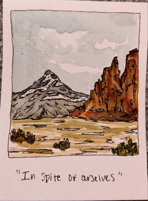 Watercolor Art Desert, Watercolor Desert Sunset, Desert Watercolor Simple, Polaroid Watercolor Paintings, Desert Watercolor Paintings, Watercolor Polaroid Paintings, Western Watercolor Paintings, Utah Watercolor, Polaroid Watercolor