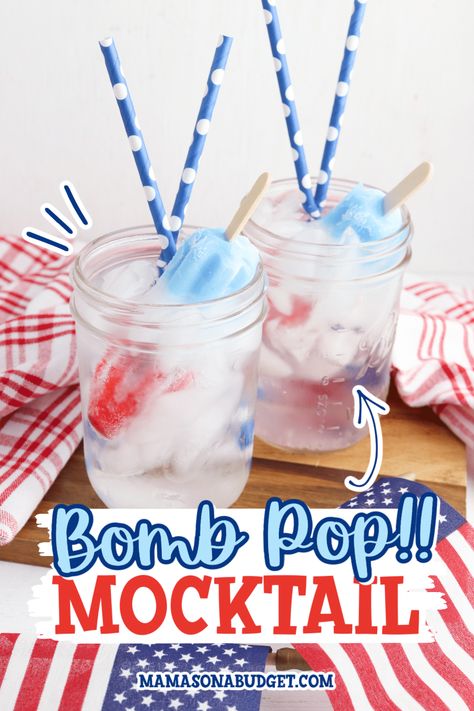 Bomb Pop Drink, Fourth Of July Drinks, Pop Drink, Cranberry Drinks, Christmas Drinks Alcohol, Kid Friendly Drinks, Bomb Pop, Drink Recipes Nonalcoholic, Refreshing Drinks Recipes