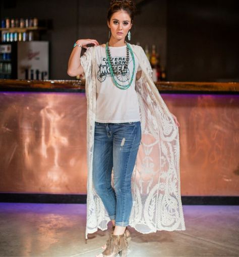 Branded Envy | The Boutique Hub Lace Duster Outfit, Country Western Fashion, Edgy Western, Duster Outfit, Lace Duster, Boutique Hub, Cute Kimonos, Shorts Skirt, Boho Style Outfits