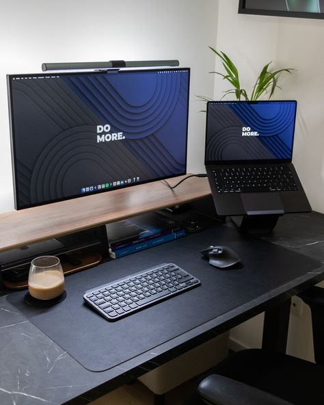 DO MORE Wallpapers in my bio! ✅ Don’t forget to like and follow @clean.desk.setup for daily desk inspiration! Curious about the gear I use? Check out the pinned post on my profile to learn more! #DeskSetup #Workspace #Productivity #HomeOffice #OfficeInspiration #Minimalist #DeskDecor #WorkspaceInspiration Two Computer Desk Setup, Single Monitor Setup, Product Designer Aesthetic, Do More Wallpaper, Clean Desk Setup, Set Up Gaming, Gaming Desk Setup, Coding Tutorials, Clean Desk