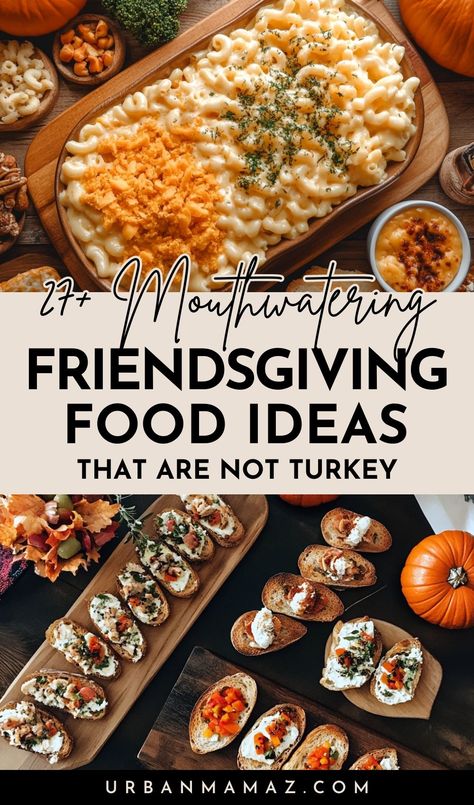 Looking for Friendsgiving food ideas that are not turkey? Check out this ultimate list of 25+ mouthwatering Friendsgiving food ideas that are not turkey. Thanksgiving Dinner Ideas Hosting, Friendsgiving Dinner Party Recipes, Easy Friends Dinner Ideas, Thanksgiving Dish To Bring, Ideas For Friendsgiving Dinner, Sides For Friendsgiving, Friendsgiving Dinner Menu Ideas, Friends Giving Recipe Ideas, Friendsgiving Dinner Recipes