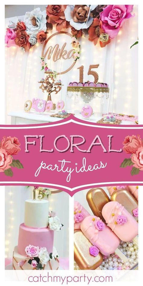 Don't miss this beautiful vintage floral birthday party! The cake is gorgeous!  See more party ideas and share yours at CatchMyParty.com #catchmyparty #partyideas #floralparty #vintageparty Floral Theme Birthday Party, Vintage Party Ideas, Shabby Chic Cakes, Chic Birthday Party, Egg Wreath, Girls Birthday Party Themes, Floral Birthday Party, Chic Birthday, Rustic Party