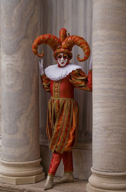 Contrary to her father's wishes, Francesca falls in love with an actor who plays Harlequin in the commedia dell'arte. Torn apart, will they be reunited in The Inheritance? www.marianneperry.ca Venice Carnival Costumes, Jester Costume, Pierrot Clown, Costume Venitien, Drag Make-up, Court Jester, Frida Art, Carnival Of Venice, Venetian Masquerade