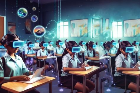 The Education Sector Digital Learning Educational Technology, Evolution Of Technology, Virtual Reality Education, Us School, Digital Education, Educational Content, School Technology, Technology Integration, Life Poster