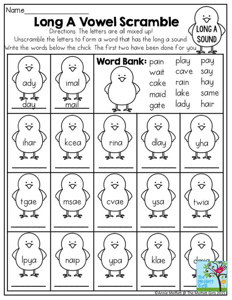 Long A Vowel Scramble- Unscramble the letters to form a word that has the long a sound. These activities could be used for homework, a daily 5 activity, group work or simply something to keep second graders entertained! Long Vowels Activities Second Grade, Long A Sound Words Worksheet, Long A Activities 2nd Grade, Long A Sound Worksheets, Long A Activities, A Sound Words Worksheet, A Sound Words, Long A Worksheets, Long A Sound Words