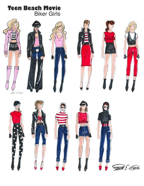 teen beach movie | This disney movie will premiere on Disney Channel on July 19th. 2013 ... Girl Biker Costume, Teen Beach Movie Costumes, Bikers Vs Surfers, Team Beach Movie, Biker Costume, Mode Pin Up, Biker Girl Outfits, Moda Pinup