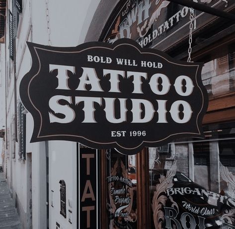 Tattoo Shop Signs Ideas, Shop Signs Ideas, Tattoo Shop Signs, Asian Paint Design, Tattoo Shop Interior, Tattoo Sign, Tattoo Shop Decor, Tattoo Studio Interior, Studio Sign