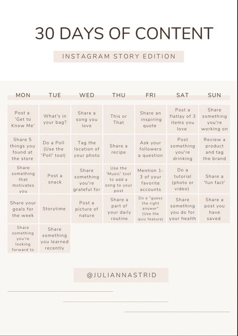 September Challenge 30 Day Instagram, Content Calendar For Influencers, Instagram Content Calendar Lifestyle, Post Challenge Instagram, 30 Day Video Content Challenge, 30 Day Post Challenge, Content Calendar Tiktok, Photography Content Calendar, 30 Day Social Media Content Calendar