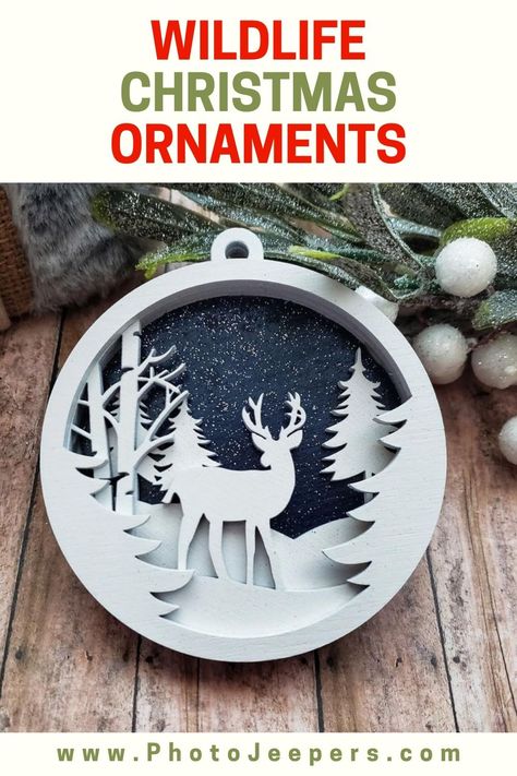 Wildlife Christmas Ornaments, How To Make Christmas Ornaments, 3d Christmas Ornaments, Make Your Own Christmas Ornaments, Animal Christmas Ornaments, Christmas Ornaments Svg, Crochet Ornament Patterns, Travel Ornament, Idee Cricut