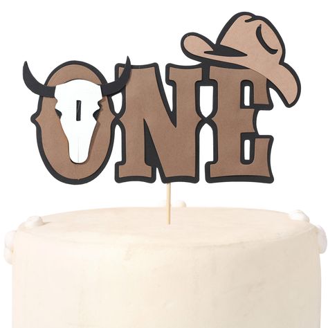 PRICES MAY VARY. COW ONE CAKE TOPPER - We Are Proud To Present Our Exquisite Cow Themed Cake Topper, It Is The Finishing Touch To Your Little Princess/Boy 1st Birthday Party, Add Charming Charm To The Cake Or Other Food. COW 1ST BIRTHDAY DECOR - Whether You Want To Use It As A Photo Prop To Capture Your Party Moments Or As A Gift For Your Friends And Family, This Wild West 1st Birthday Cake Topper Flag Will Meet Your Needs. MY FIRST RODEO - Our Cow Cake Topper Is Beautifully Designed With Unique First Rodeo Birthday Cake, My First Rodeo Cake, First Rodeo Cake, Rodeo Cake Topper, Rodeo Cake, Cowboy First Birthday, Prop Cake, Cow Cake, Cowboy Cakes