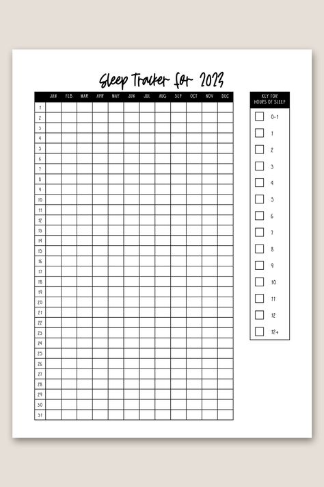 Yearly Sleep Tracker, Sleep Tracker Template, Bullet Journal Sleep Tracker, Sleeping Tracker, Sleep Tracker Bullet Journal, Bujo Templates, Yoga For Migraines, Bullet Journal Yearly, Sleep Chart