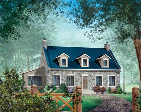 Front of Home - 126D-0650 | House Plans and More Cottage With Sunroom, English Cottage Floor Plans, French Style House Plans, Rectangular House, Cottage Floor Plan, Early American Homes, Storybook Homes, Cottage Floor Plans, Cottage Style House Plans