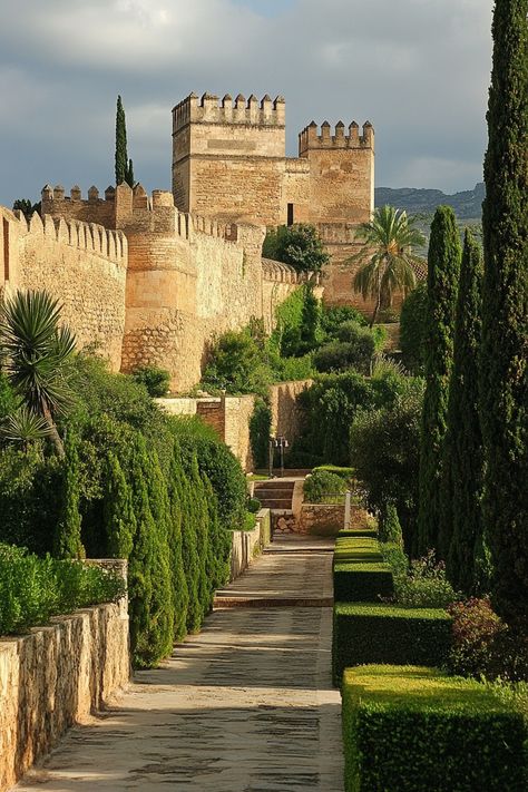 "Marvel at the Alhambra! 🏰🌟 Explore this stunning palace and fortress complex in Spain, renowned for its intricate Moorish architecture. ✨ #Alhambra #SpanishHistory #TravelSpain" Moorish Architecture Spain, Italian Countryside House, Spain Castle, Moorish Spain, Palace Courtyard, Alhambra Spain, Moorish Architecture, Alhambra Palace, Italian Countryside