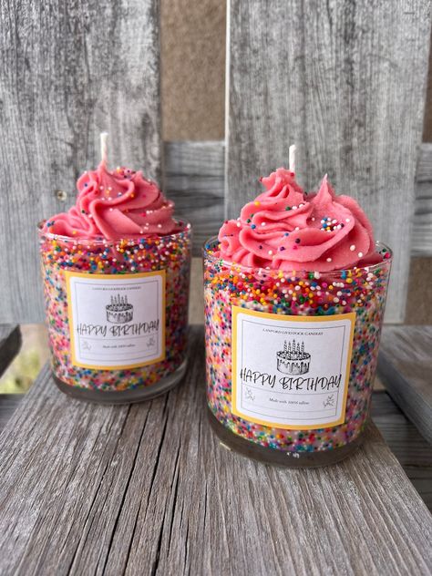 Whipped Candle Happy Birthday Tallow Candle Soy Candle - Etsy New Years Candles, Candles That Look Like Food, Birthday Candle Ideas, Candle Making Aesthetic, Candle Business Ideas, Cute Candles Aesthetic, Whipped Wax Candles, Starbucks Candle, Girly Candles