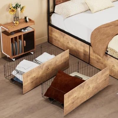 Longshore Tides Rolling Metal Underbed Storage | Wayfair Storage Under Metal Bed Frame, Drawers For Under The Bed, Blanket Storage Bedroom, Underbed Storage Ideas Diy, Box Organization Storage, Under The Bed Storage Ideas, Storage For Small Bedrooms, Underbed Storage Ideas, Closet Under Bed