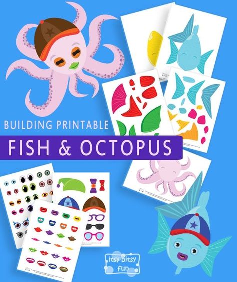 Octopus Printable, Build A Monster, Fish Printables, Monster Clipart, Printable Board Games, Fun Educational Activities, School Games, Book Week, Christmas Coloring Pages