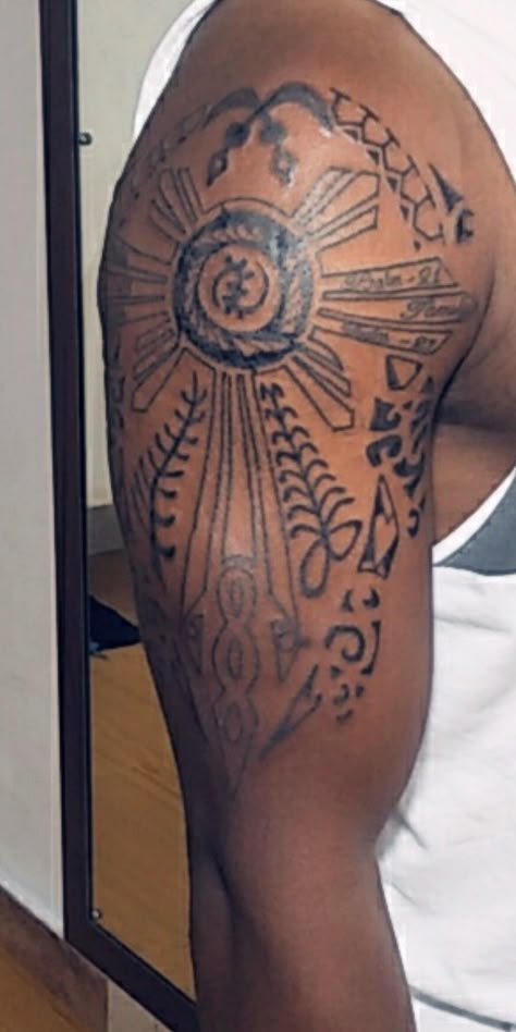 West Africa tattoo Adrinka Tattoo, Ghana Tattoo Ideas, African Sun Tattoo, Ghana Tattoo, African Sleeve Tattoo, Africa Tattoo, Armpit Tattoo, Tato Suku, Bicep Tattoo Men