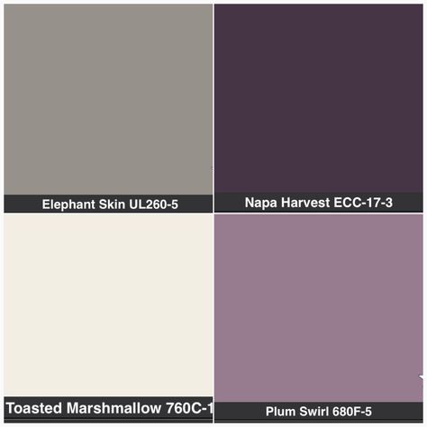 Bathroom (purple or gray or cream cabinets, grey walls with purple accent wall?) Purple Accent Wall, Interior Paint Colors Schemes, Purple Bathrooms, Purple Bedroom, Purple Rooms, Table Sets, Purple Accents, Bilik Tidur, Interior Paint Colors