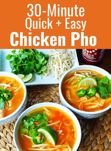 Pho Soup Recipe Easy, Easy Chicken Pho Recipe, Easy Chicken Pho, Seafood Pho, Pho Chicken, Easy Pho, Vietnamese Chicken Soup, Pho Recipes, Chicken Pho Recipe