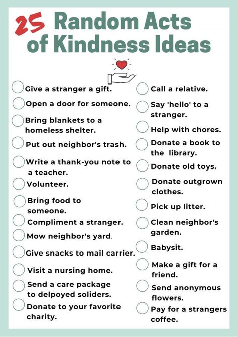 25 Random Acts Of Kindness Ideas plus free printable checklist and RAK gift tags.   www.thisolemom.com Free Random Acts Of Kindness Ideas, Random Acts Of Kindness Ideas For Work, Free Acts Of Kindness, Random Acts Of Kindness Ideas, Acts Of Kindness Ideas, Kindness For Kids, Kindness Ideas, Teaching Kindness, Kindness Gifts