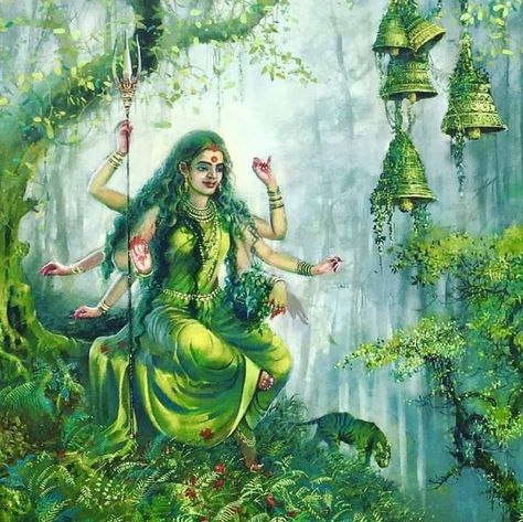 Bhawani Maa, Durga Chalisa, Hindu Cosmos, Maa Kali Images, Nature Goddess, Aadi Shakti, Durga Painting, Shakti Goddess, Indian Art Gallery