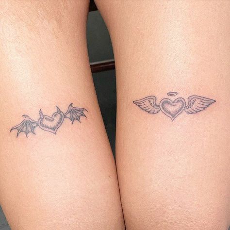 Zwilling Tattoo, Maching Tattoos, Matching Friend Tattoos, Cute Matching Tattoos, Small Matching Tattoos, Devil Tattoo, Inspiration Tattoos, Bff Tattoos, Парные Тату