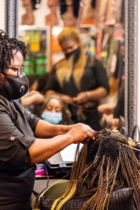 Why I Finally Returned to an Afro Hair Salon After 7 Years Afro Hair Salon, African Hair Salon, Hair Braiding Salon, Natural Hair Salon, Afro Hair Care, Natural Hair Salons, Braid Inspiration, Potager Garden, Afro Textured Hair