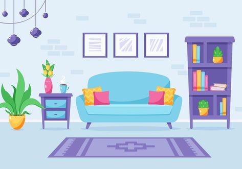 Modern living room interior design. Loft apartment. Vector illustration Drawing Room Concept, Living Room Vector, Living Room Clipart, Monochromatic Illustration, Living Room Cartoon, Living Room Illustration, Cute Living Room, Room Concept, Modern Living Room Interior