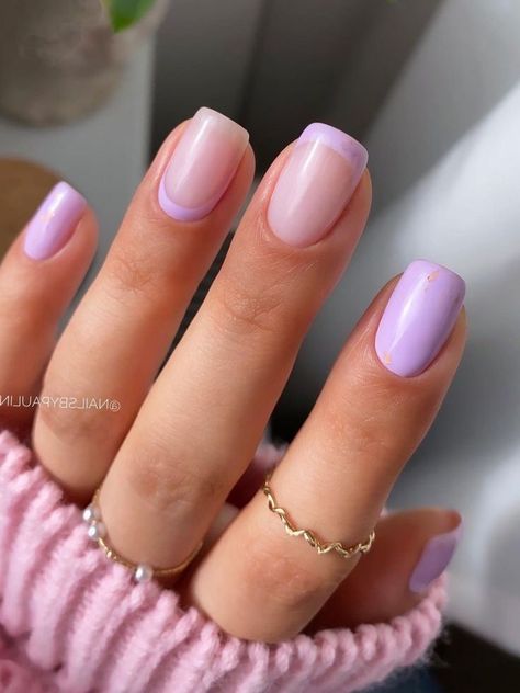 short light purple french tips Purple Gel Nails, Light Purple Nails, Holiday Acrylic Nails, Violet Nails, Ombre Acrylic, Unghie Sfumate, Colourful Nails, Ballet Nails, Girly Acrylic