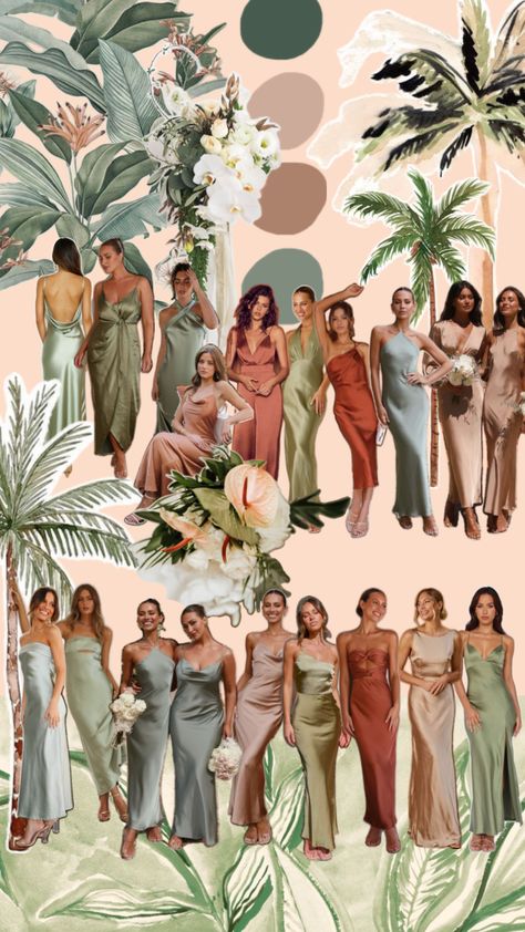 Beach Wedding Colors Schemes, Bridesmaid Dress Color Schemes, Bridesmaid Color Scheme, Bridal Party Color Schemes, Bridesmaid Color, Bridal Parties Colors, Tropical Wedding Theme, Hawaii Beach Wedding, Beach Wedding Colors