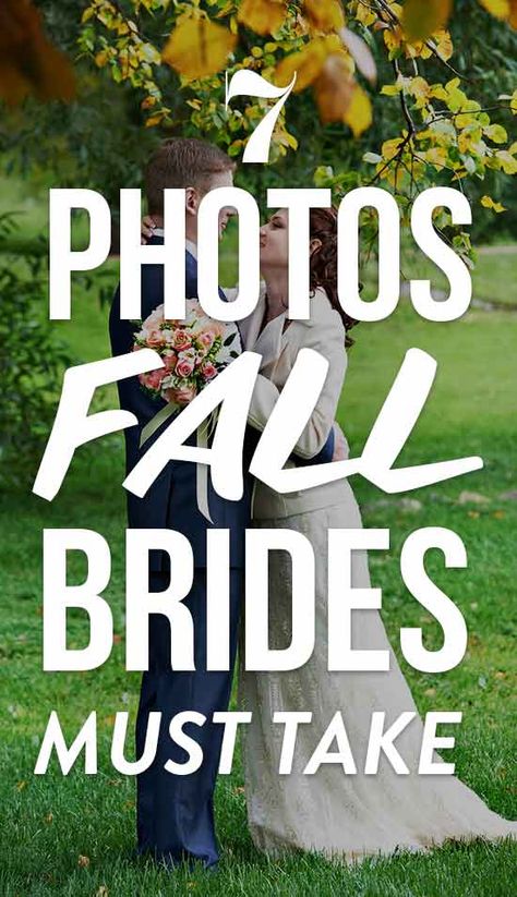 7 Amazing Wedding Photos Every Fall Bride Must Take Read on to find out the wedding photos every fall bride MUST take. You'll thank yourself later #wedding #weddingtips #weddingideas #weddingadvice #weddingplanning #weddingaccessories #winterweddings #bride #groom #bridalhairstyles #bridalhair #bridalgowns #weddingdresses #bridesmaid #bridesmaiddresses Wedding Ideas For Pictures, Wedding Photo Musts, Fall Wedding Photoshoot Ideas, Small Wedding Picture Ideas, Wedding Photos Plus Size Bride, Fall Wedding Picture Ideas, Poses For Wedding Pictures, Casual Wedding Photos, Fall Wedding Photo Ideas