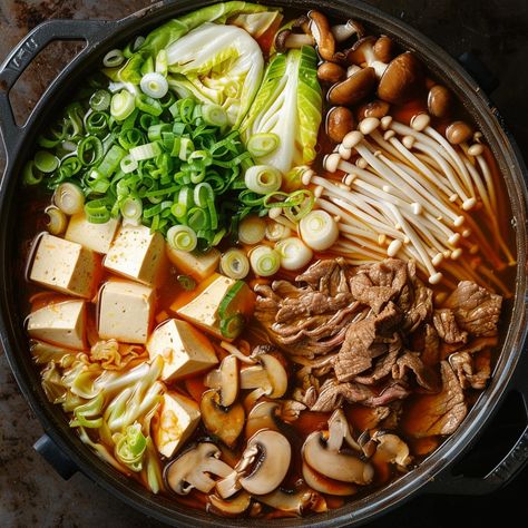 🍲 Dive into the rich flavors of Mongolian Hot Pot! #AsianCuisine #HotPot Mongolian Hot Pot Ingredients: Thinly sliced beef (1 lb) Napa cabbage, chopped (2 cups) Mushrooms, sliced (1 cup) Tofu, cubed (1 cup) Udon noodles (1 package) Beef broth (6 cups) Soy sauce (1/4 cup) Garlic, minced (3 cloves) Ginger, sliced (1 inch piece) Green onions, chopped (1/2 cup) Instructions: In a pot, bring beef broth, soy sauce, garlic, and ginger to a boil. Add beef, cabbage, mushrooms, tofu, and noodles. S... Nabe Recipe Hot Pot, Korean Food Hot Pot, Mushroom Hot Pot, Chinese Hot Pot Aesthetic, Traditional Chinese Hot Pot, Korean Beef, Twisted Recipes, Udon Noodles, Napa Cabbage