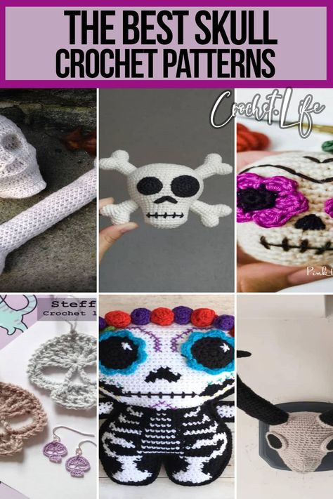 These 14 creepy but fun skull crochet patterns are perfect whether you're searching for a Halloween crochet pattern or just for something spooky fun. Crochet Halloween Patterns Free, Spooky Crochet, Skull Crochet, Crochet Skull Patterns, Wall Hanging Decorations, Halloween Themes Decorations, Diy Skulls, Crochet Applique Patterns Free, Skull Pillow