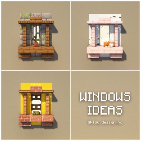 WINDOWS IDEAS | Hey! Here’s three ideas of medieval, cherry and rustic themed windows you should try! 😌Let me know what do you think about … | Instagram Minecraft Apocalypse, Minecraft V, Rumah Minecraft Sederhana, Windows Ideas, Minecraft Interior, Minecraft Structures, Minecraft Interior Design, Bangunan Minecraft, Minecraft Farm