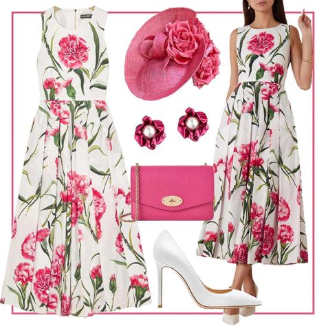 Dress of a Duchess on Instagram: "Touches of hot pink 🌷 Dress: @dolcegabbana Hat: @juliettemillinery Earrings: @sterlingkingny Clutch: @mulberryengland Pumps:…" Royal Outfit, Color Outfits, Hot Pink Dress, Royal Outfits, Hot Pink Dresses, Fashion Attire, Fashion Sets, Pink Outfits, Professional Outfits