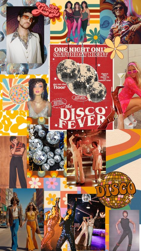 70 Theme Party Ideas, 40th Theme Party Ideas Women, 70s Party Aesthetic, Disco Fever Outfit, 70s Decorations Party, 70’s Party Outfit, 70s Disco Party Decorations, 70s Disco Aesthetic, 70s Party Theme Decorations