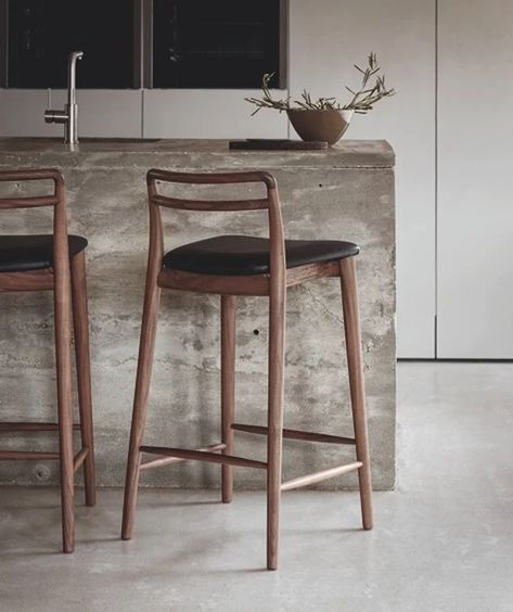 DINING CHAIRS & STOOLS | Dare Studio 2022 Timber Bar Stools, Modern Kitchen Stools, Modern Bar Stools Kitchen, Organic Modern Kitchen, Island Bar Stools, Kitchen Makeover Ideas, Bar Chairs Kitchen, Island Chairs, Island Stools